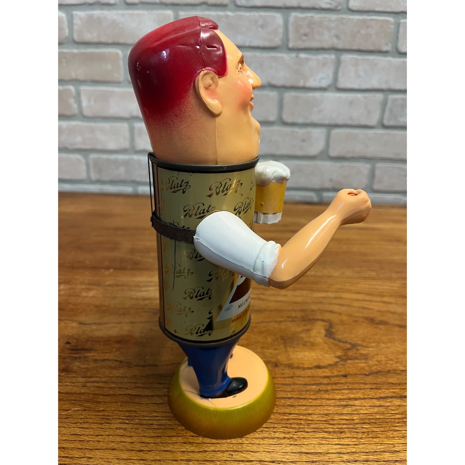 Vintage Blatz Beer Can Man Figure w/ Tie  - No Flag