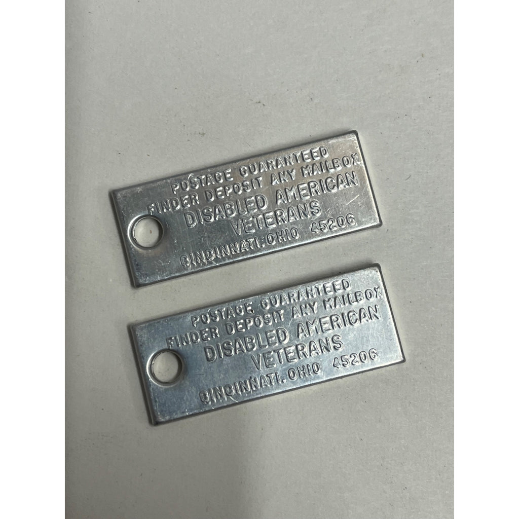 Vintage Pair 1965 Florida License Plate Tag Keychain DAV Mini Disabled Vets 400th