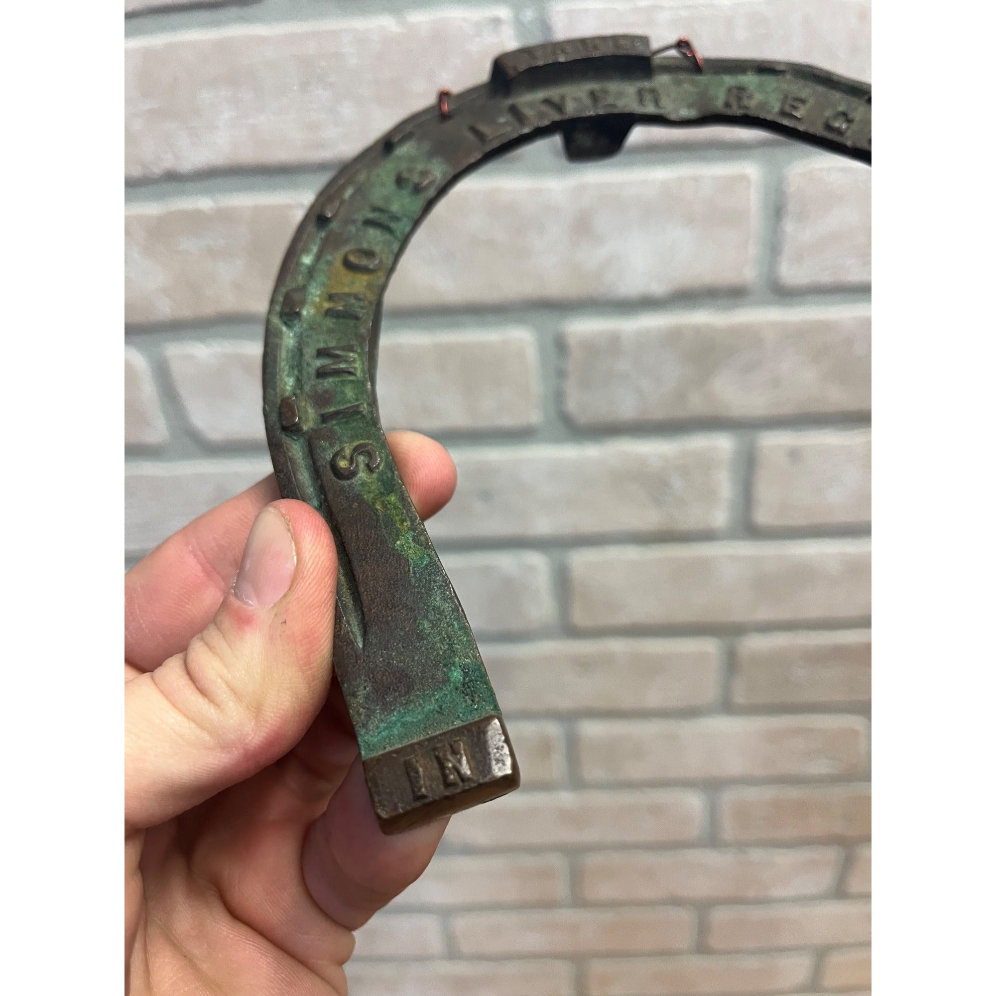 Antique 1880s Simmons Liver Regulator Cast Brass Advertising Horseshoe Sign