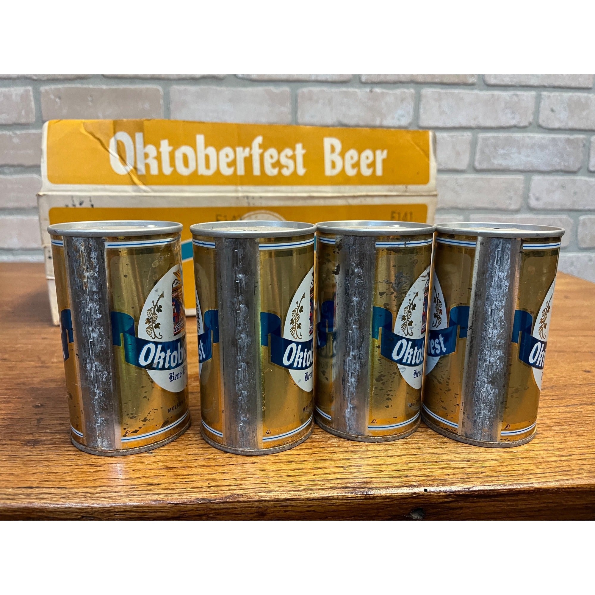 Vintage 1970s Oktoberfest Molson's Beer Push Button Beer Cans (7) + Original Box