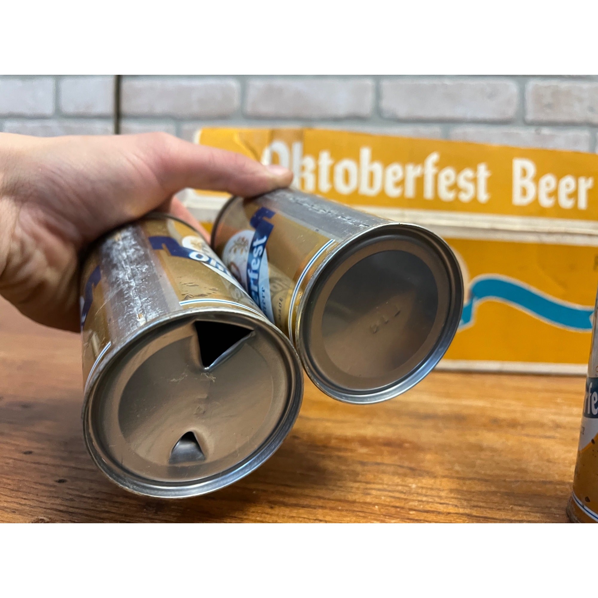 Vintage 1970s Oktoberfest Molson's Beer Push Button Beer Cans (7) + Original Box