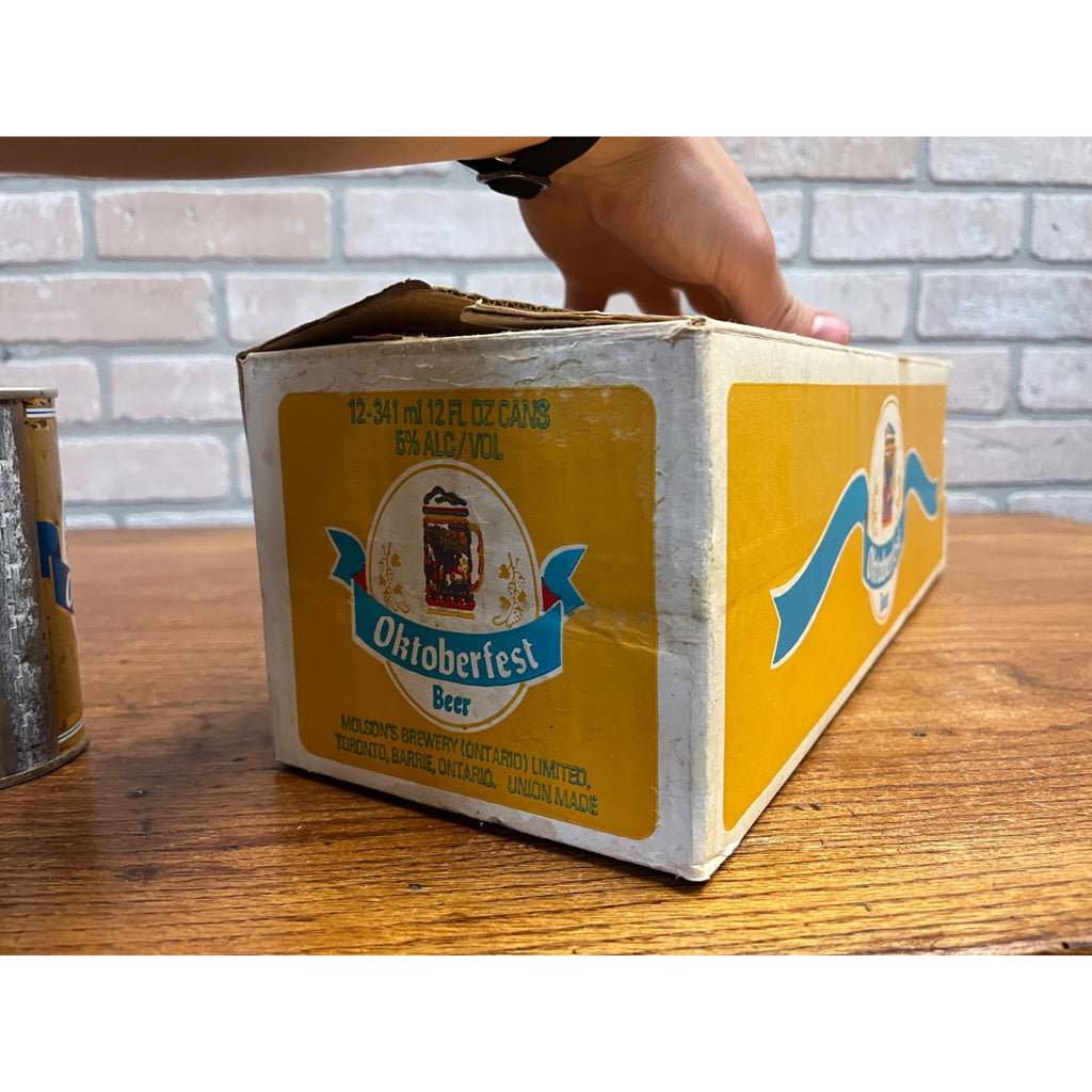 Vintage 1970s Oktoberfest Molson's Beer Push Button Beer Cans (7) + Original Box
