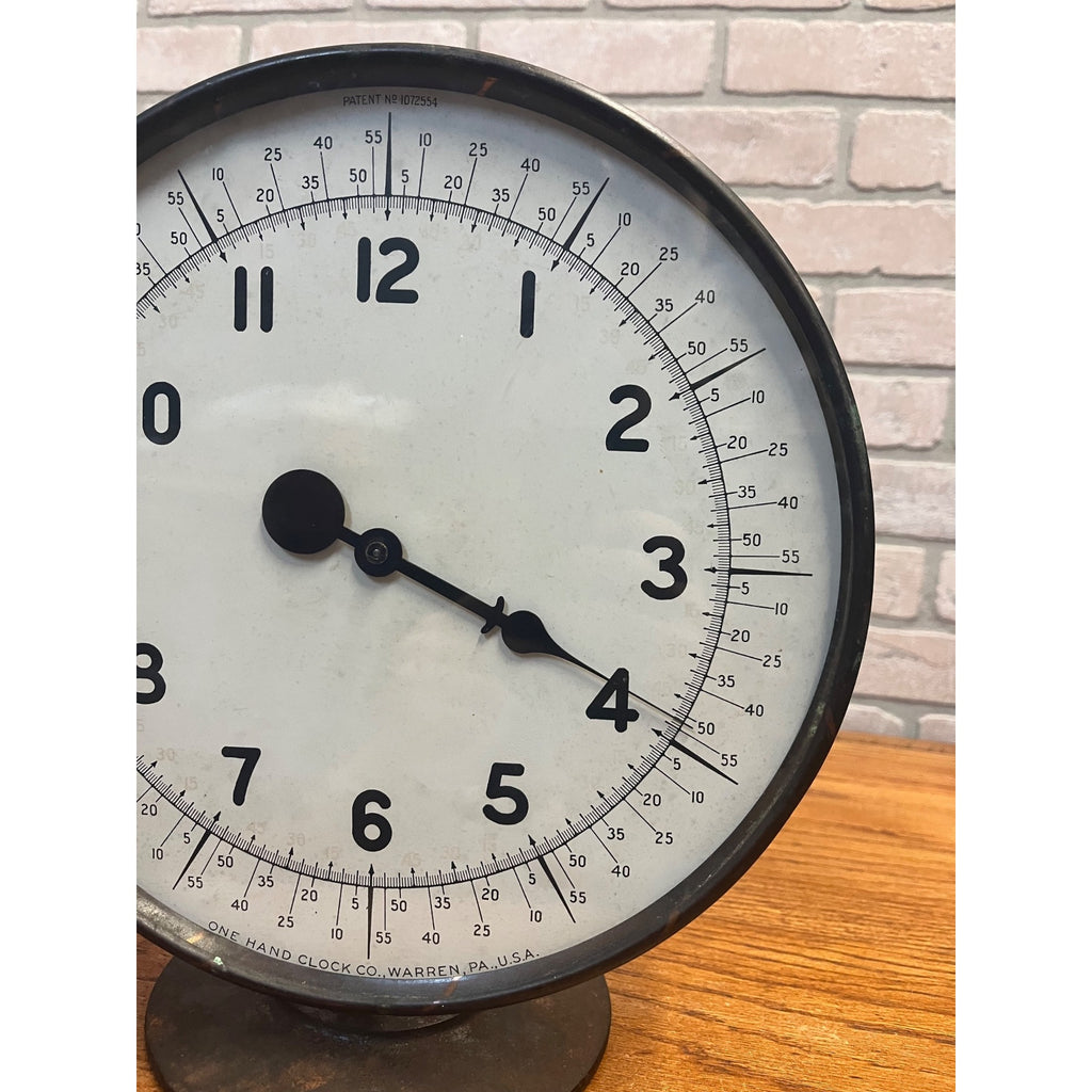 Antique 1920s One Hand Clock Co. Timepiece Warren PA Cast Iron Base