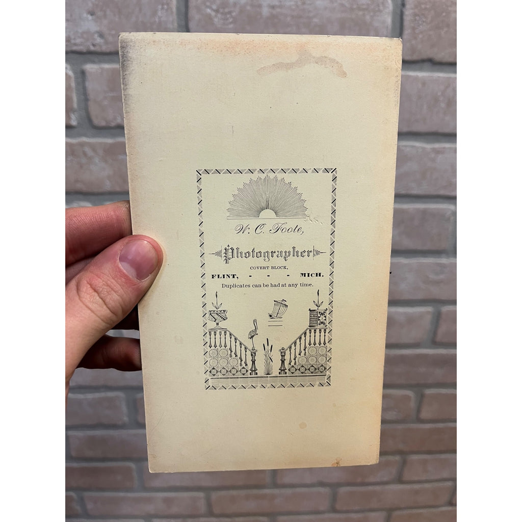 Antique Cabinet Card Photo Young Boy With Violin Flint Michigan MI Foote