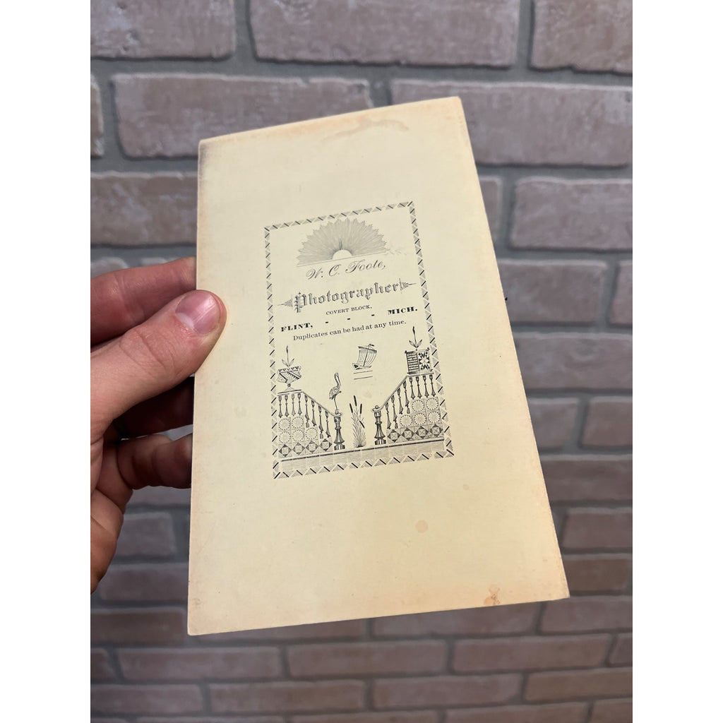 Antique Cabinet Card Photo Young Boy With Violin Flint Michigan MI Foote