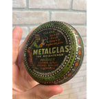 Antique Metalglas Glass Tile Gold Polish Cleaner Tin Litho Can Belvidere IL As-Is
