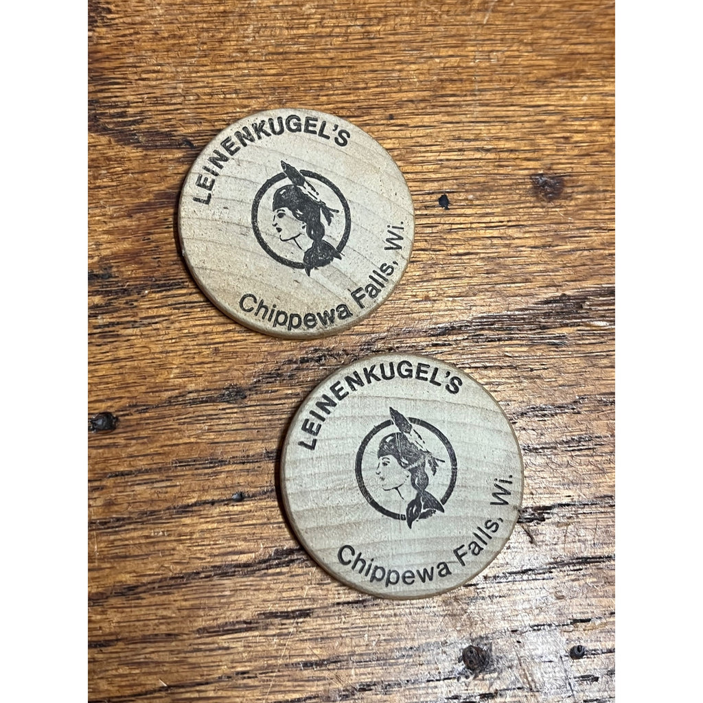 Leinenkugel's Beer Token Hospitality Center Wooden Nickels Lot (2)