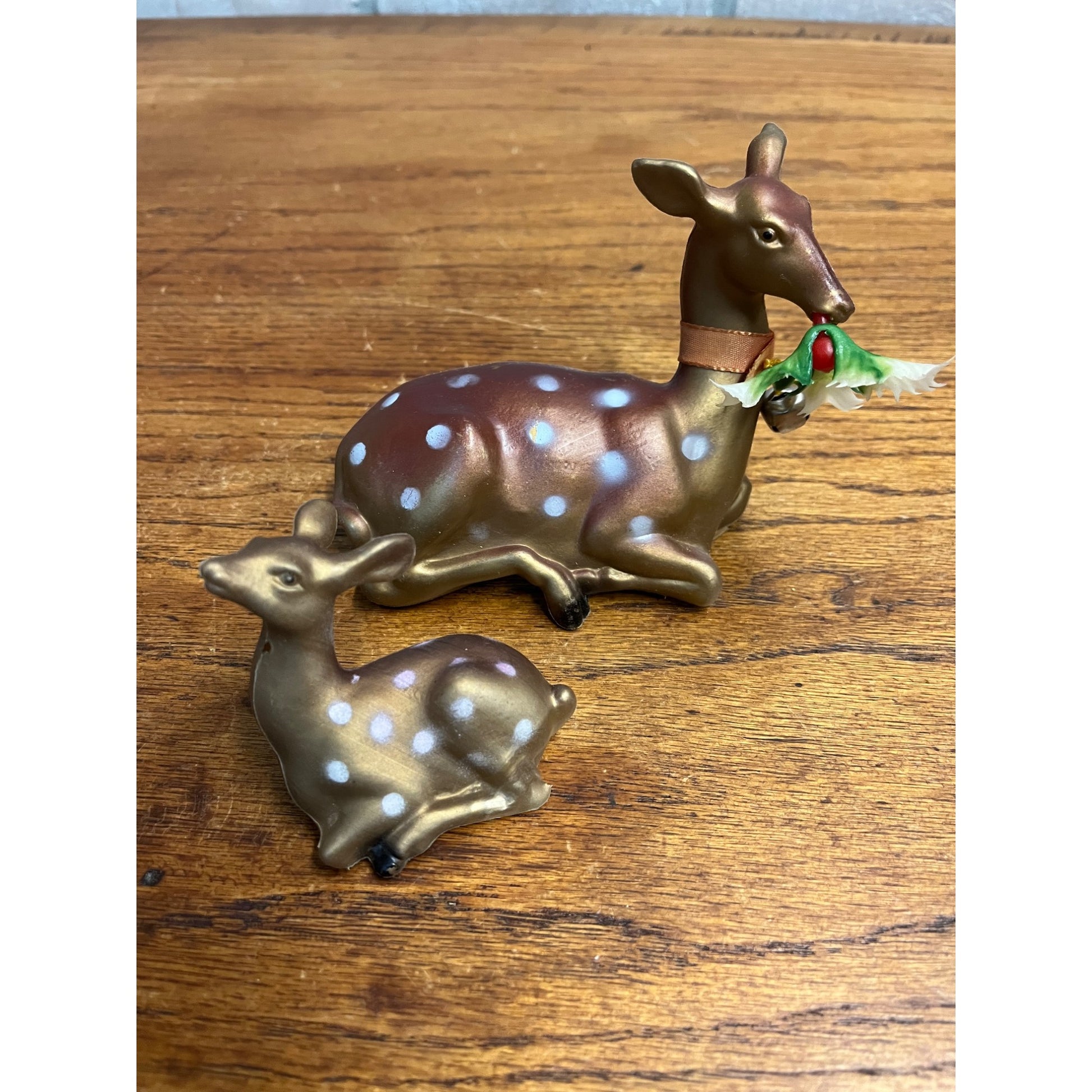Vintage 1960s MCM Plastic Christmas Blow Molds Tabletop Deer Reindeer