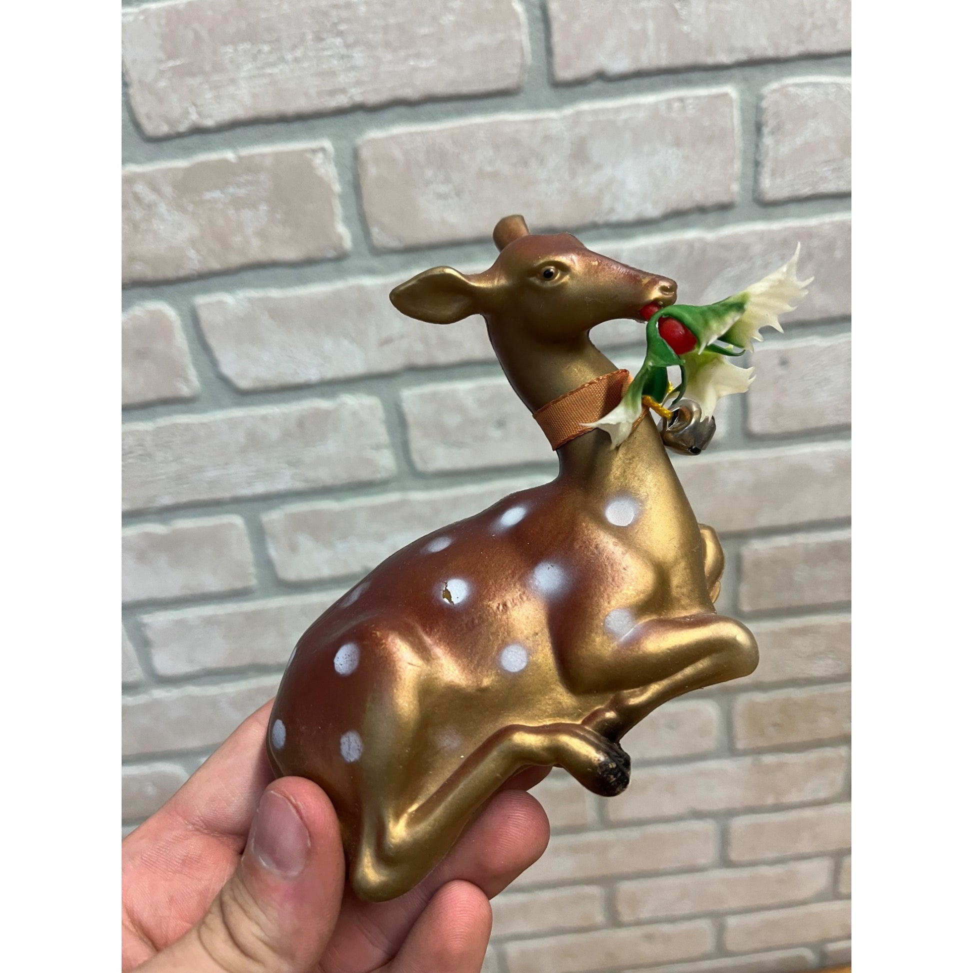 Vintage 1960s MCM Plastic Christmas Blow Molds Tabletop Deer Reindeer