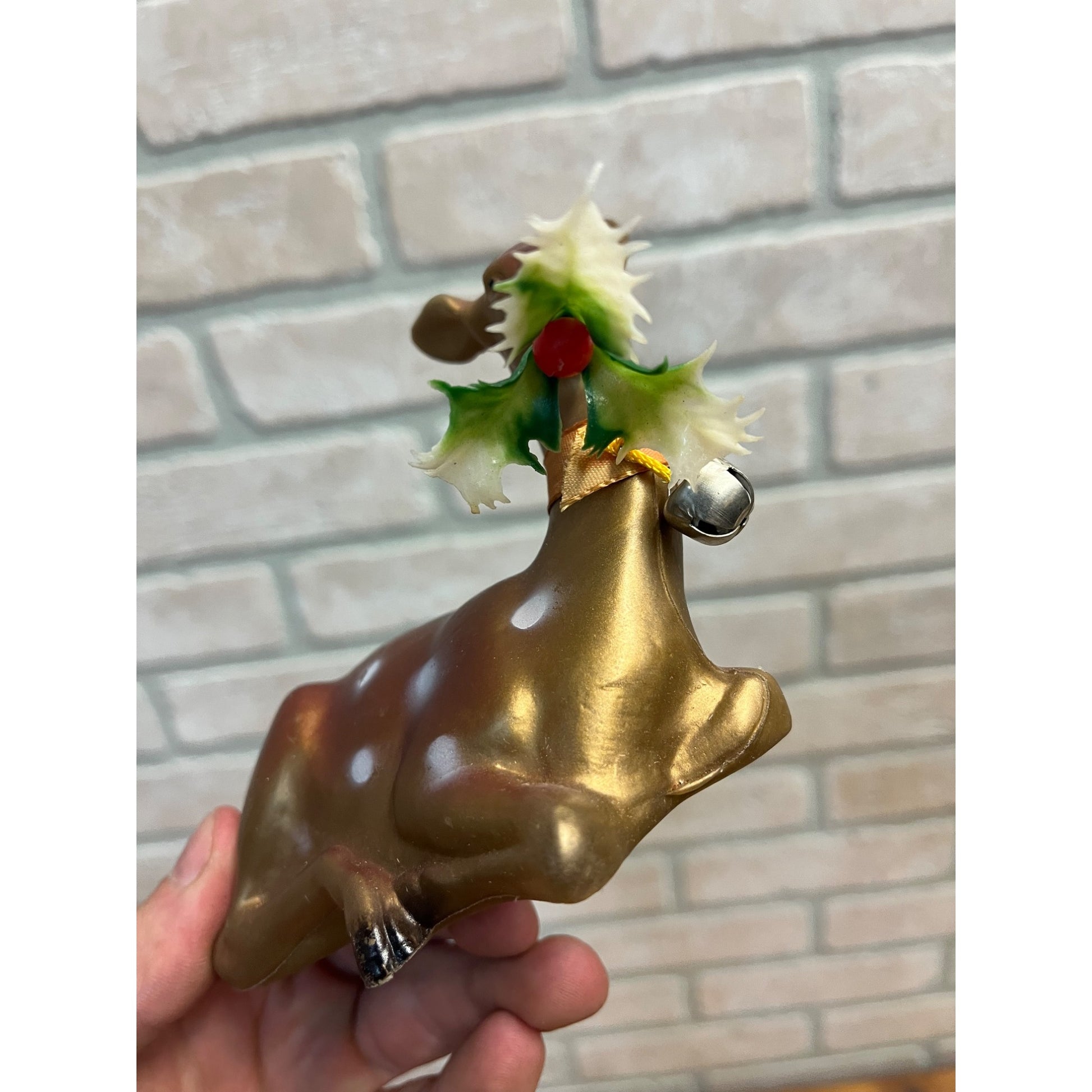 Vintage 1960s MCM Plastic Christmas Blow Molds Tabletop Deer Reindeer