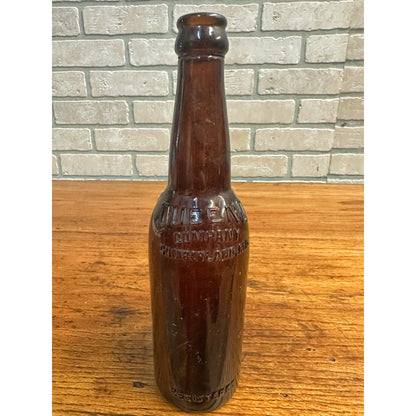 Queeno Brewing Co Cumberland MD Amber Brown Beer Bottle 12oz Embossed