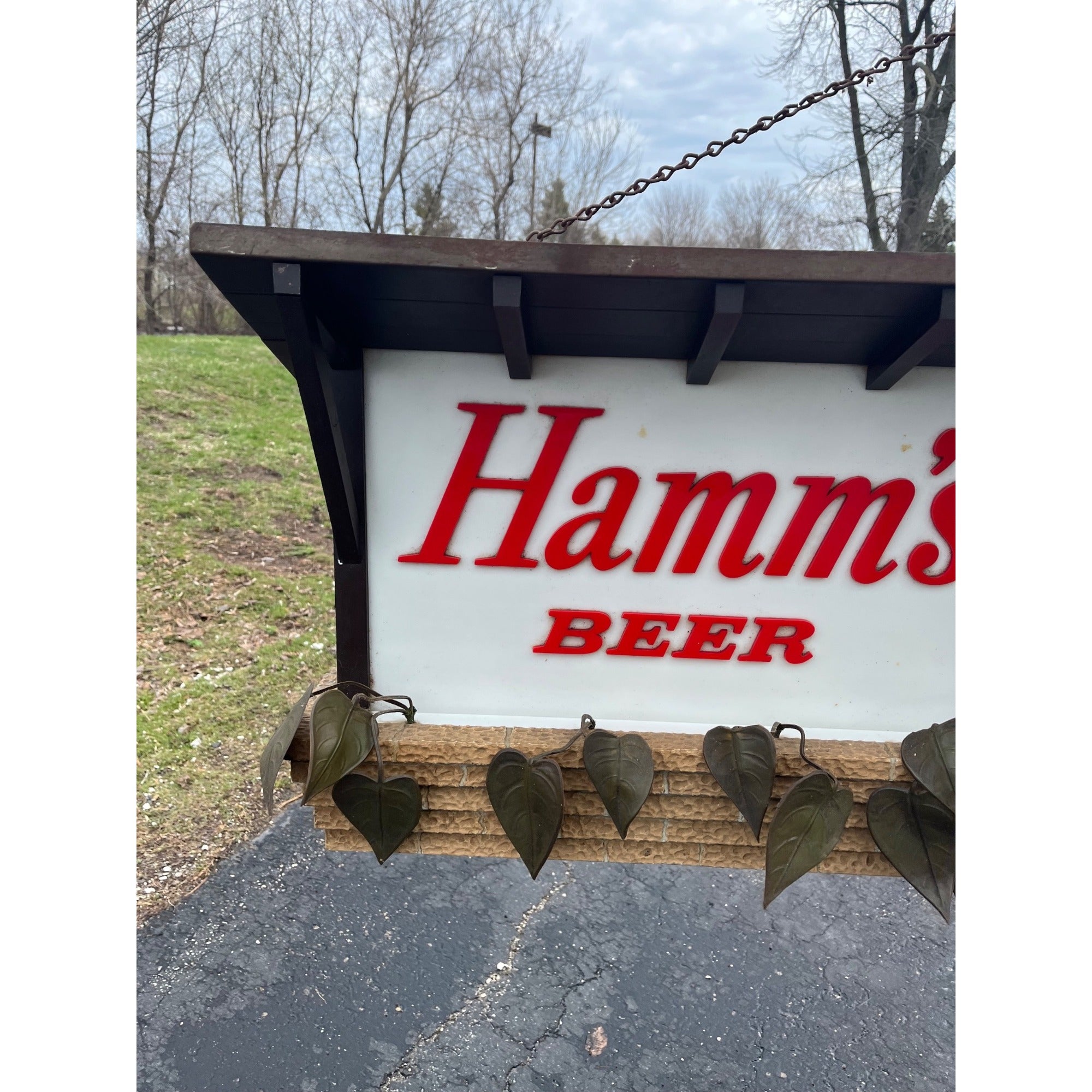 Vintage Hamm's Beer LARGE Lighted Sign 77" Lake Scene Cooler Bar Advertising Sign