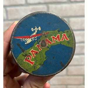 Vintage Panama Typewriter Ribbon Advertising Tin Can 2.5" Airplane Graphic