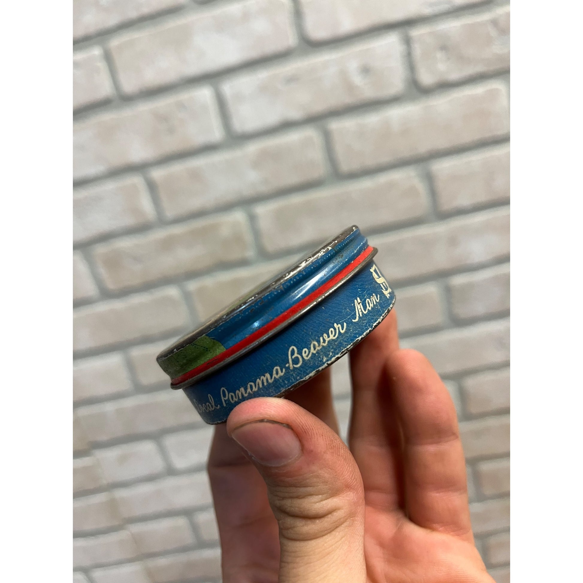 Vintage Panama Typewriter Ribbon Advertising Tin Can 2.5" Airplane Graphic