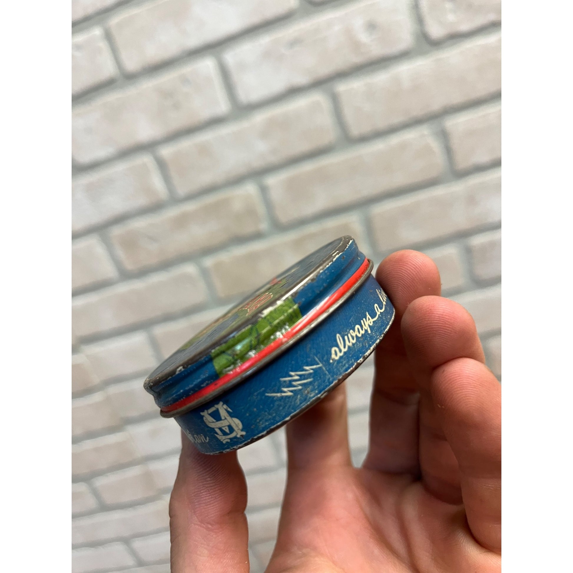 Vintage Panama Typewriter Ribbon Advertising Tin Can 2.5" Airplane Graphic
