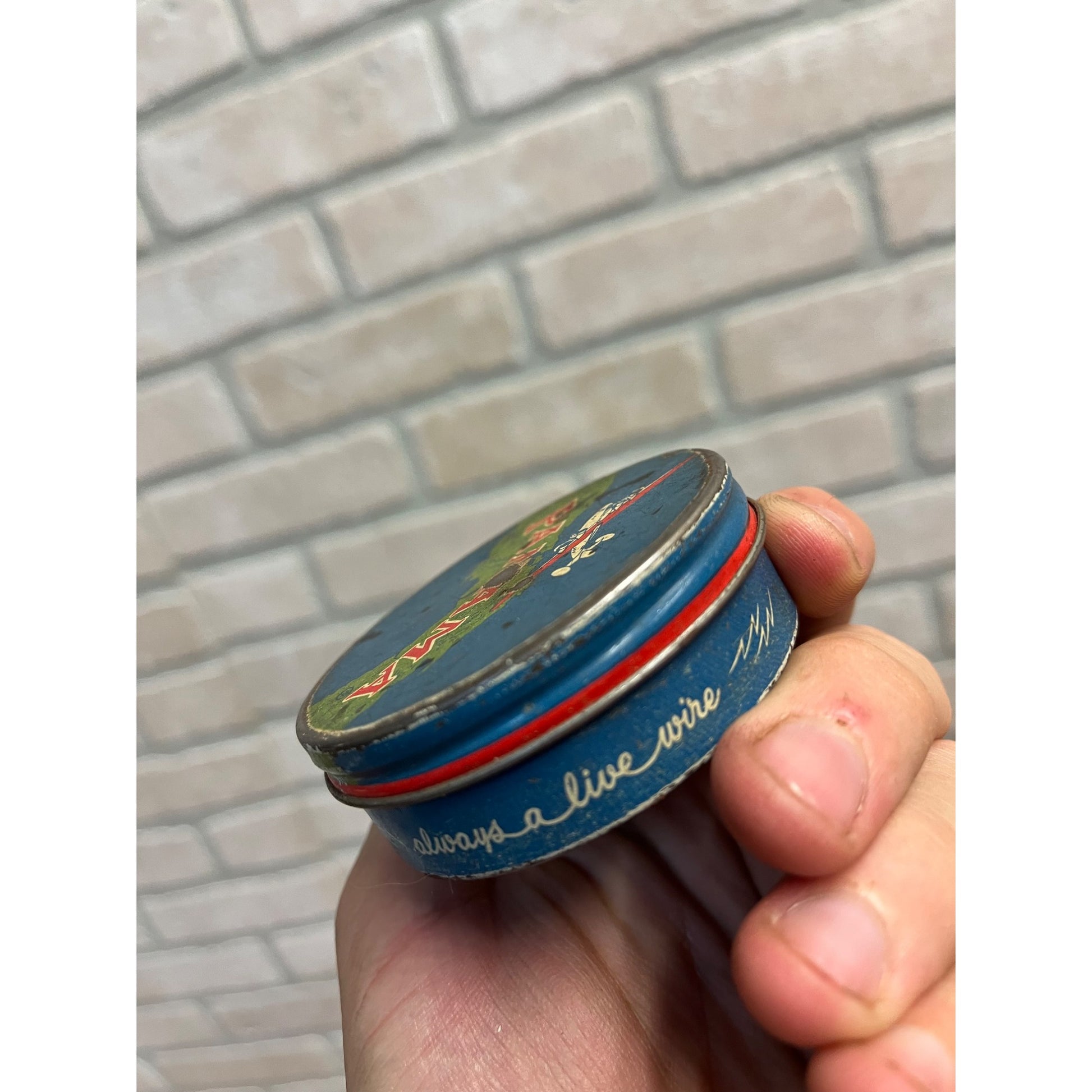 Vintage Panama Typewriter Ribbon Advertising Tin Can 2.5" Airplane Graphic