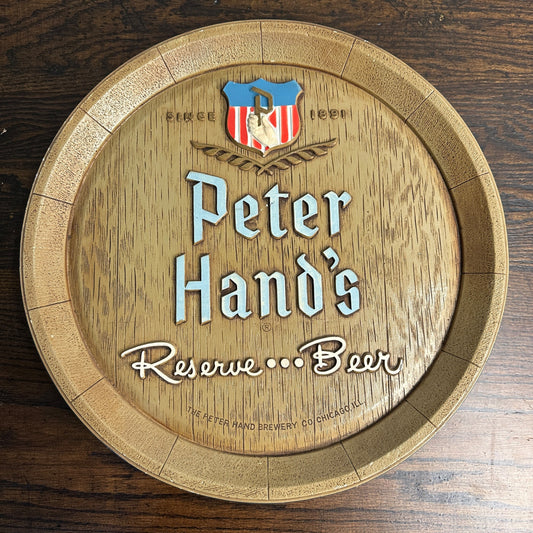 Vintage 1950s Peter Hand's Reserve Beer Chalkware Barrel Advertising Wall Sign