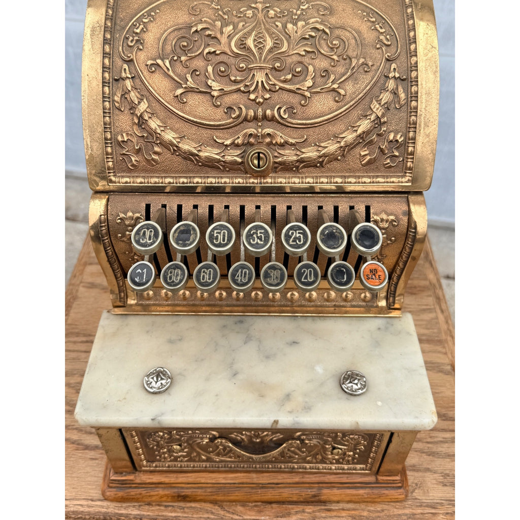 Antique 1900s Brass National Cash Register NCR $1 Candy Store Barber Shop #313