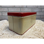 Vintage 1950s Tin Metal Kitchen Bread Box Red & Cream Floral Retro 12"