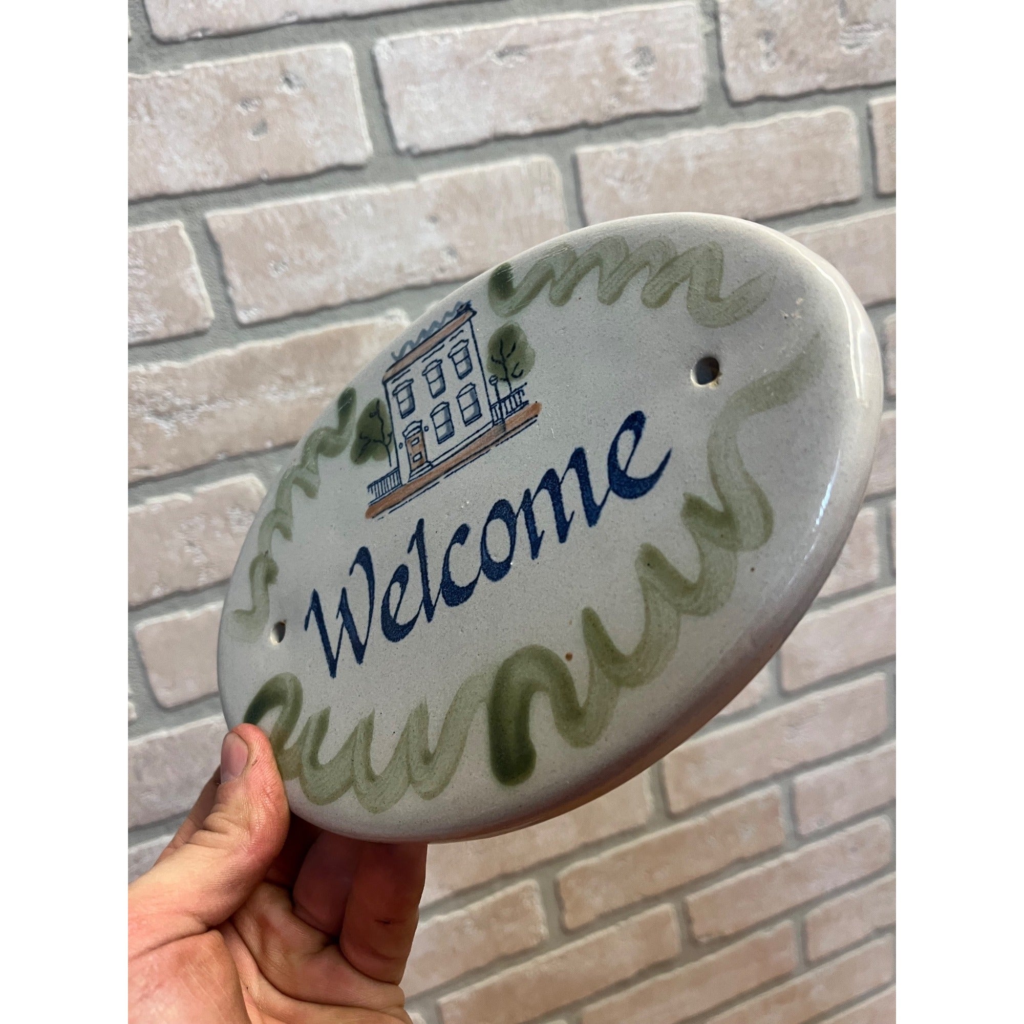 Vintage Louisville Stoneware Wall Welcome Sign 8" wide