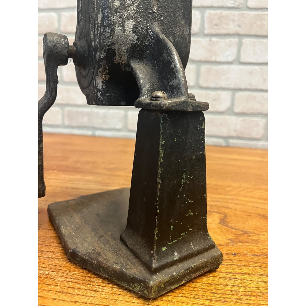 Antique Cast Iron Ice Crusher Breaker Art Deco Tabletop Hand Crank Black Paint