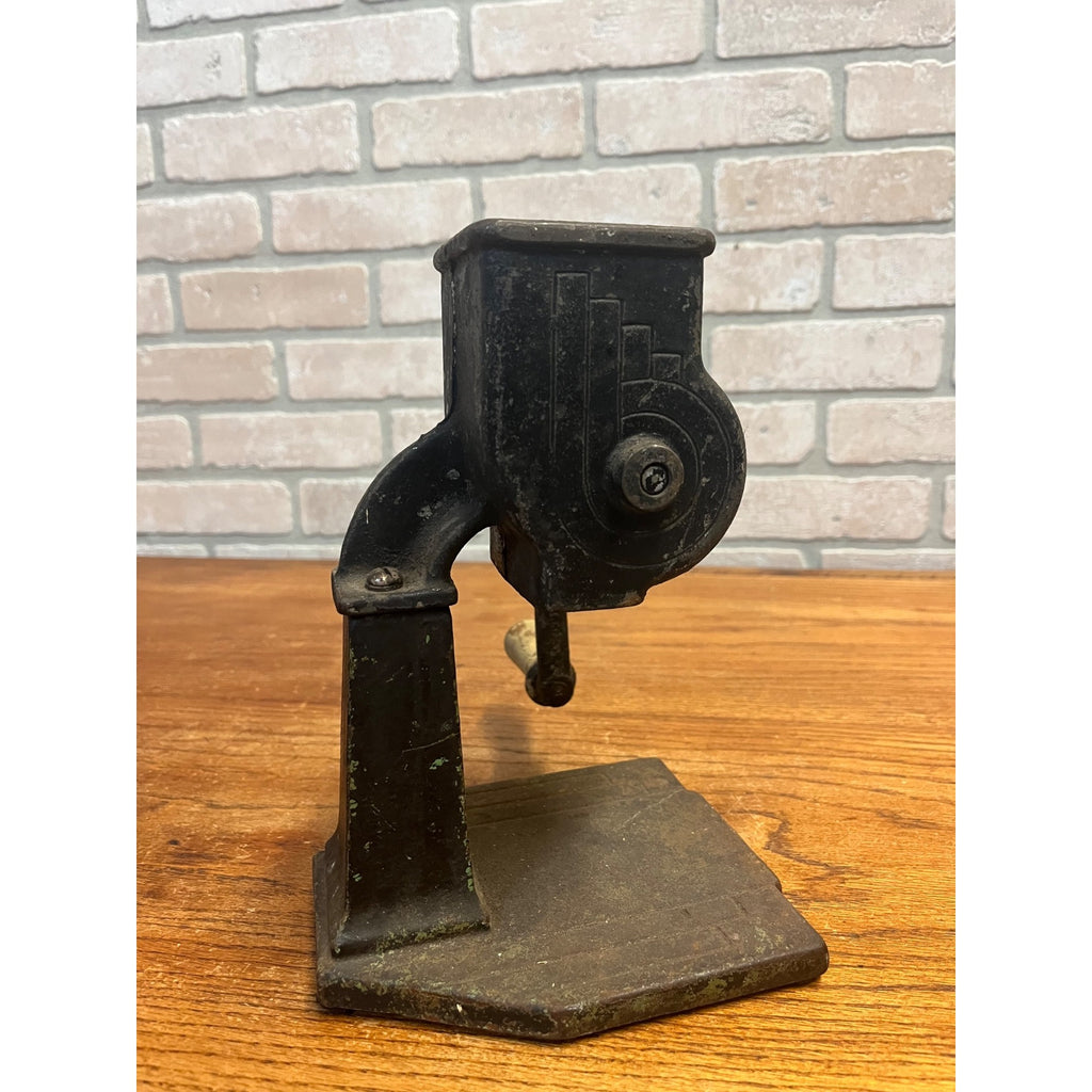 Antique Cast Iron Ice Crusher Breaker Art Deco Tabletop Hand Crank Black Paint