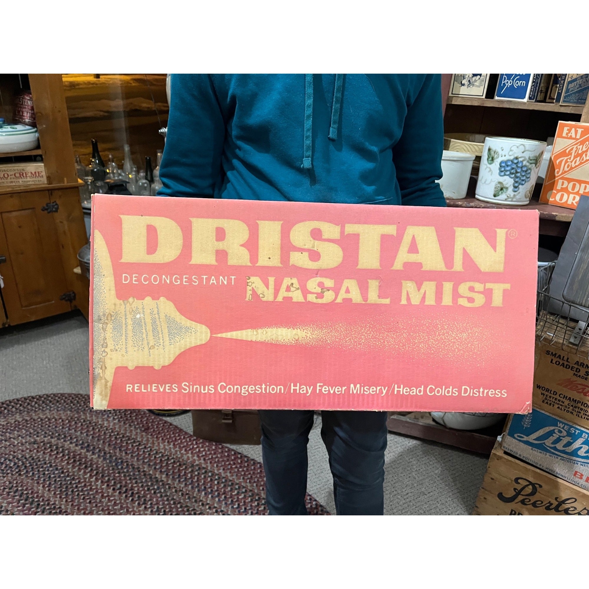 Vintage Dristan Nasal Mist Drug Store HUGE Box Display Advertising Sign