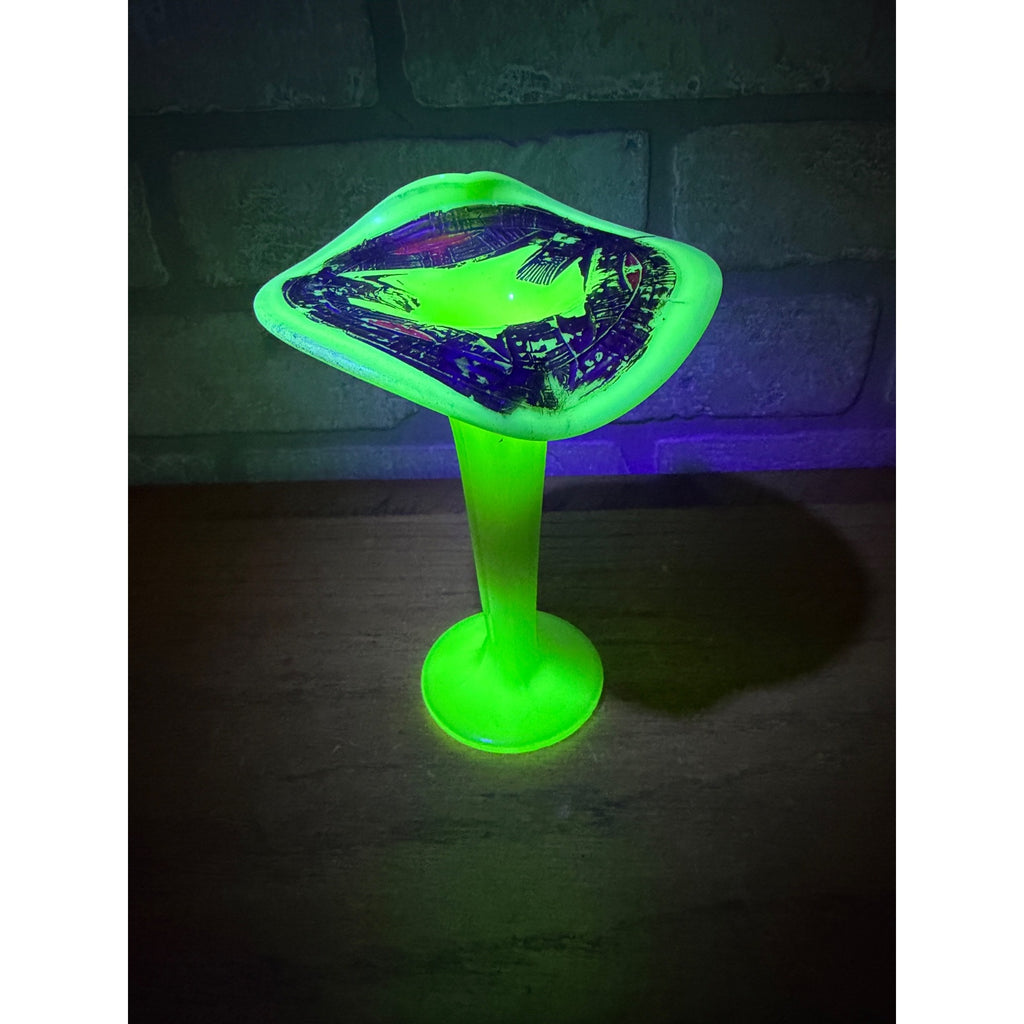 Antique Victorian Uranium Custard Glass Jack in the Pulpit 6" Vase Gilt Enamel