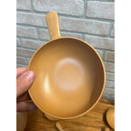 Vintage Ellingers Agatized Soup Handle Wood Bowls & Spatula Sheboygan WI