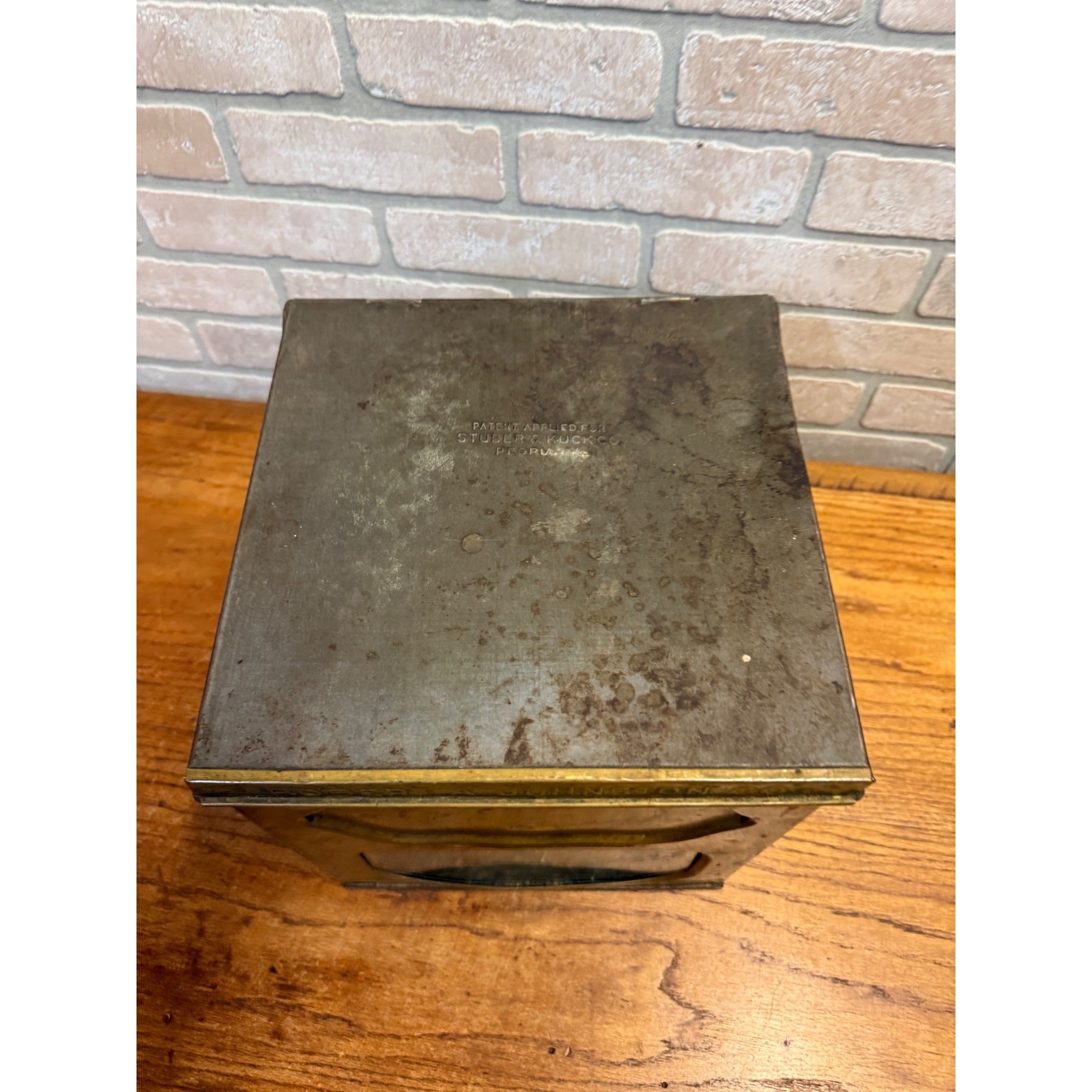 Antique 1900s Advertising Brass Cookie Box Store Display Robert A Johnston Co Milwaukee WI