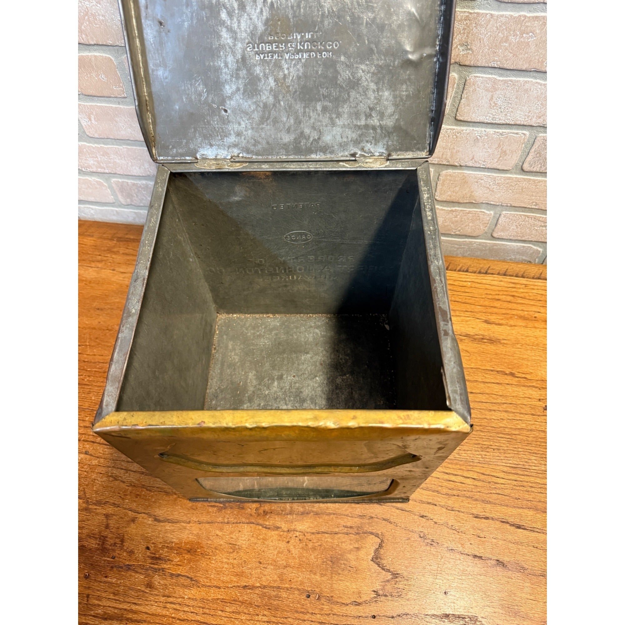 Antique 1900s Advertising Brass Cookie Box Store Display Robert A Johnston Co Milwaukee WI