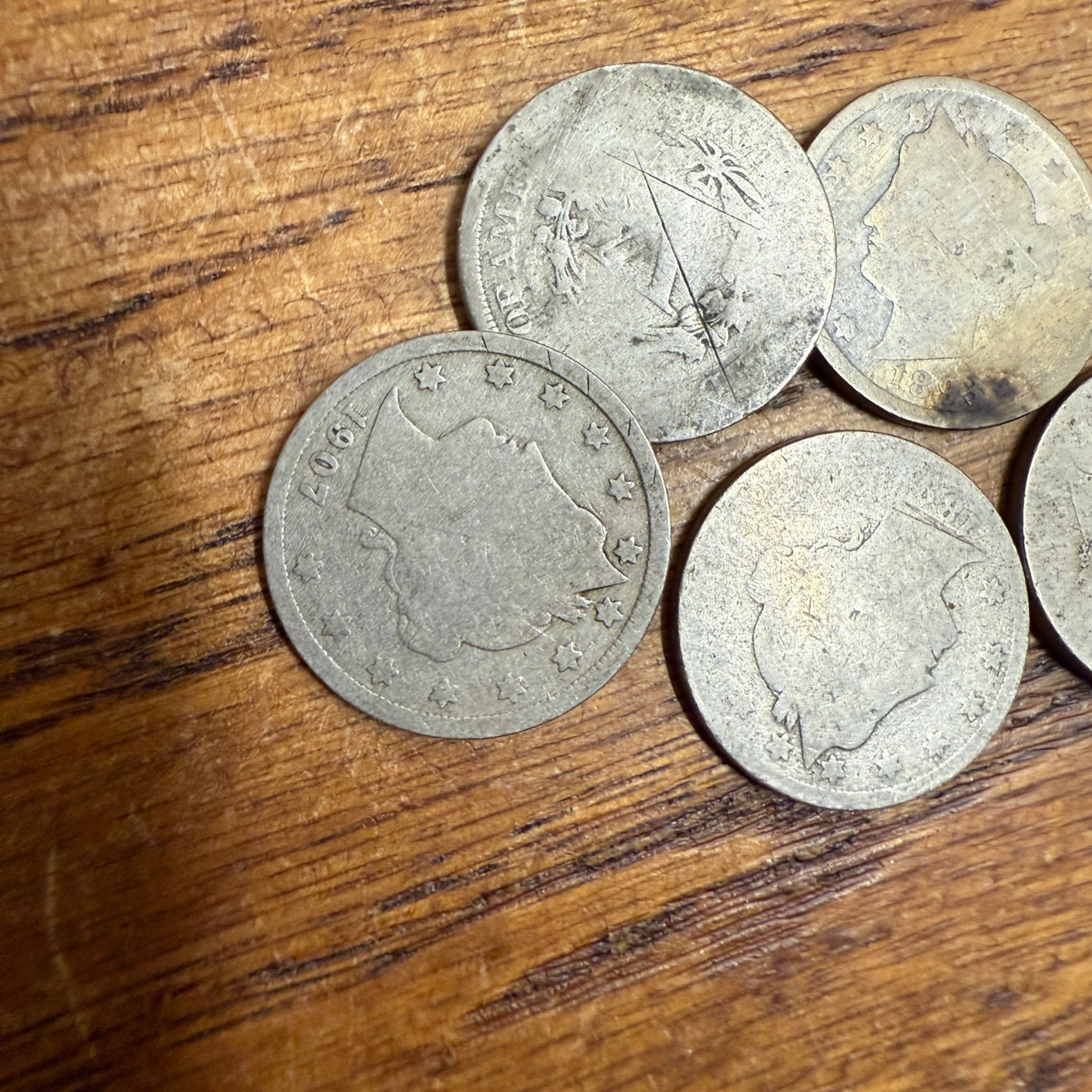 Worn Liberty Head V- Nickels Heavily Circulated Lot Rubbing Lucky Coins
