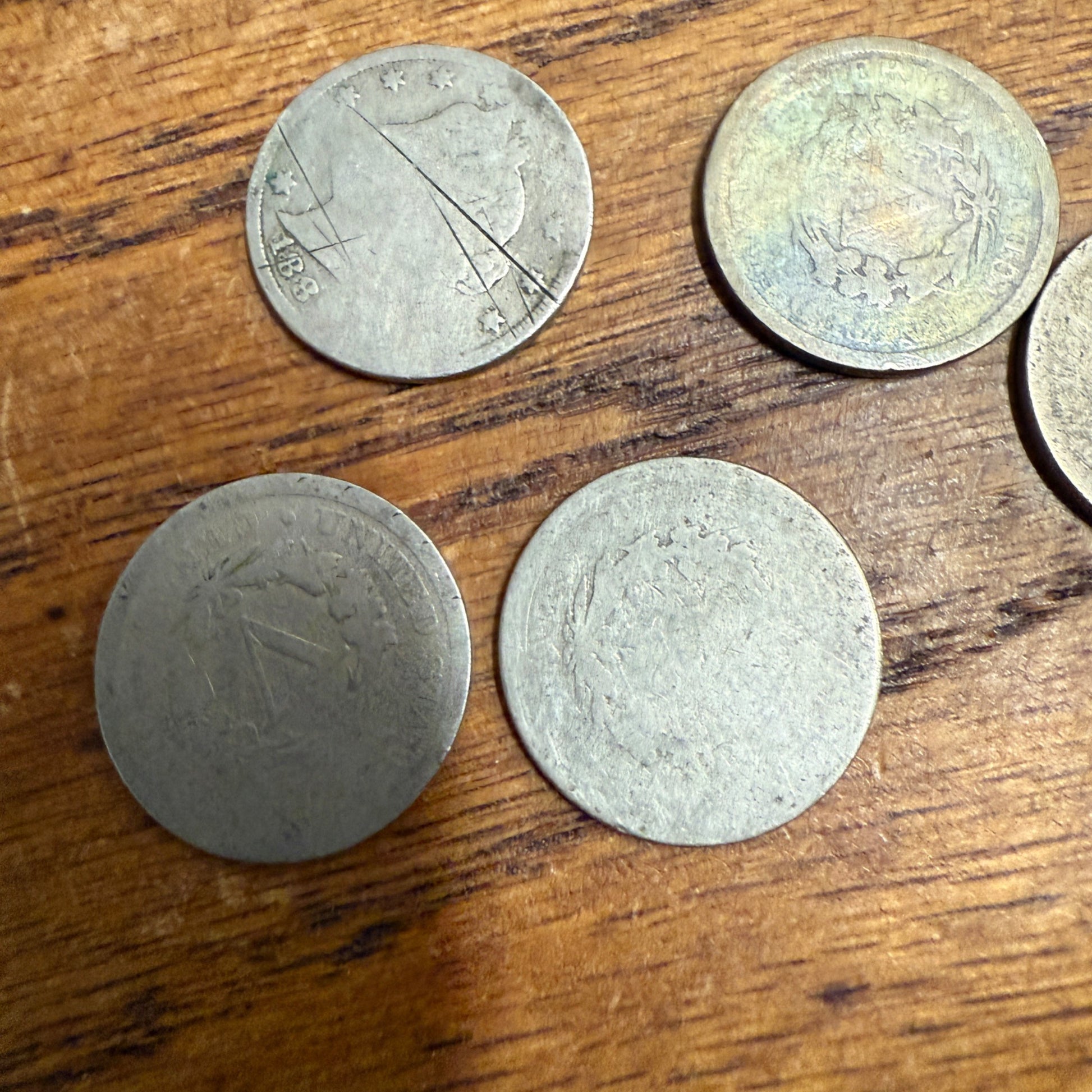 Worn Liberty Head V- Nickels Heavily Circulated Lot Rubbing Lucky Coins