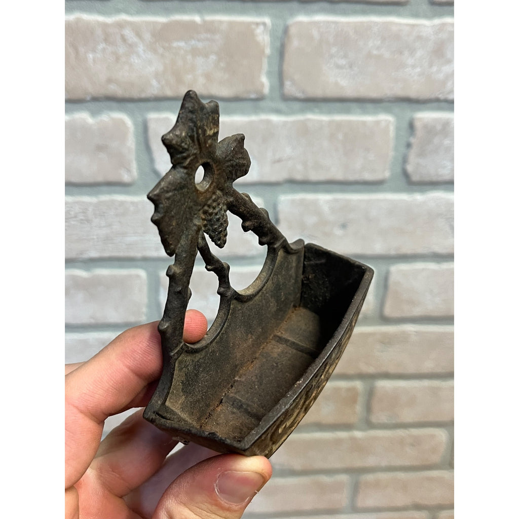 Antique Victorian Eastlake Cast Iron Wall Hanging Match Holder w/ Striker Base