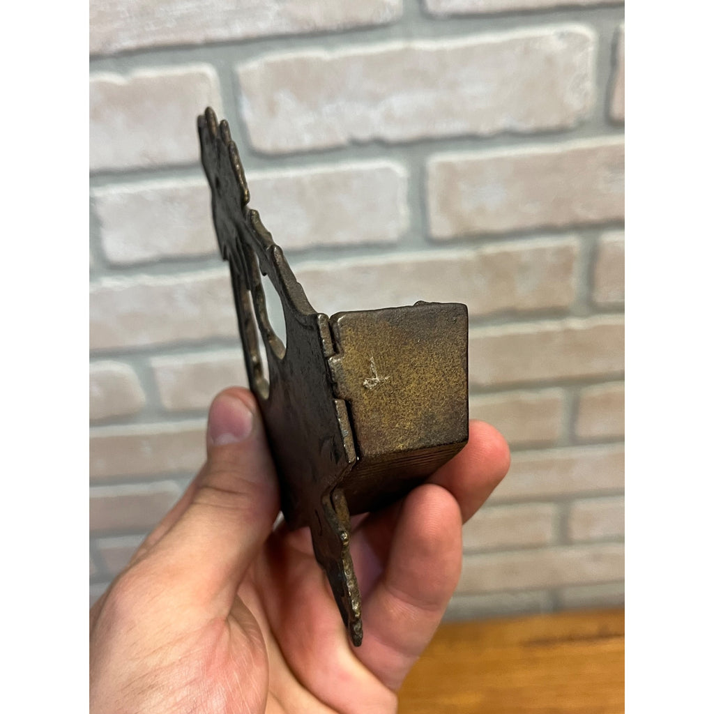 Antique Victorian Eastlake Cast Iron Wall Hanging Match Holder w/ Striker Base