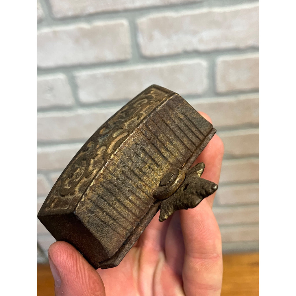 Antique Victorian Eastlake Cast Iron Wall Hanging Match Holder w/ Striker Base
