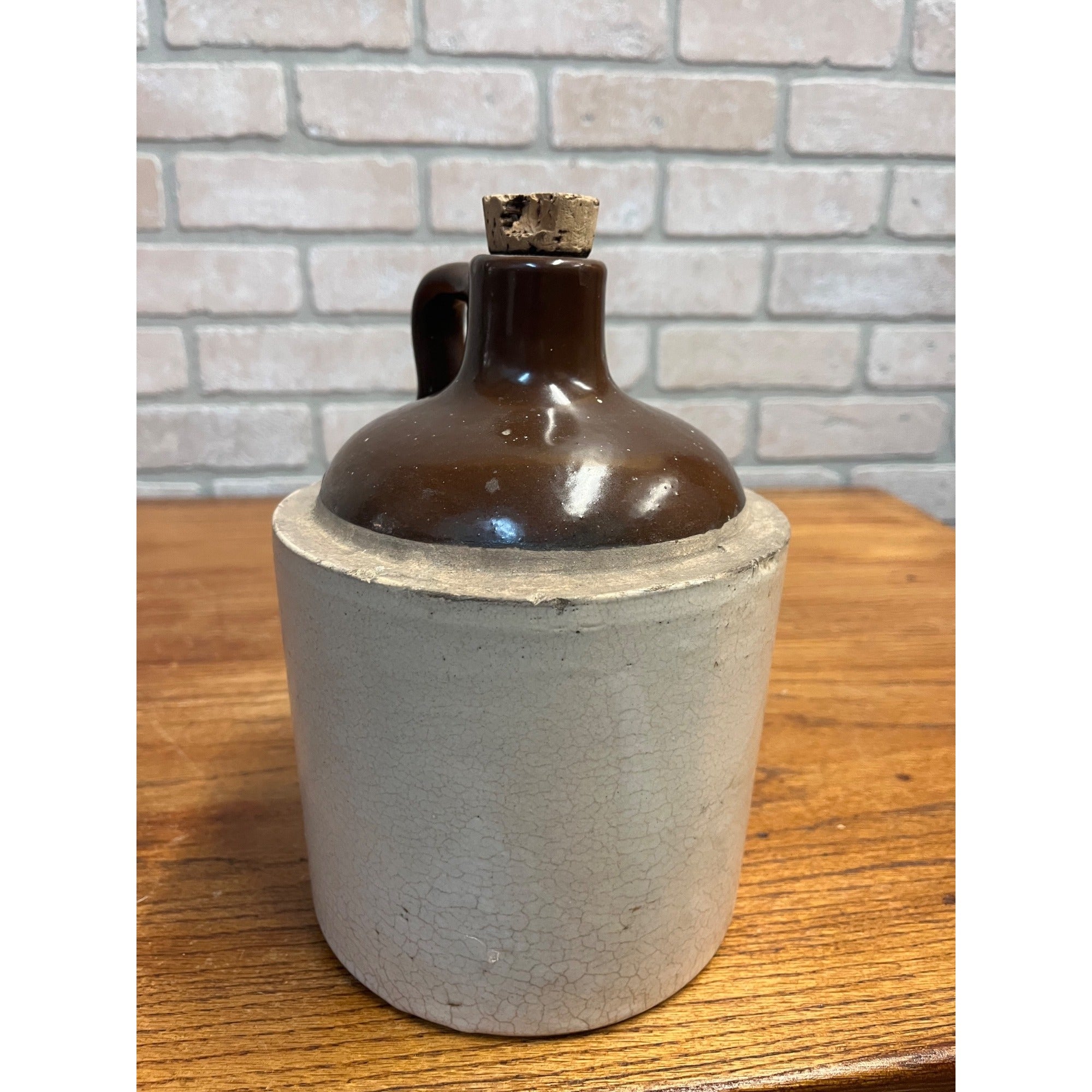 Antique Vintage Two-Tone Quart Moonshine Jug Stoneware 1900s
