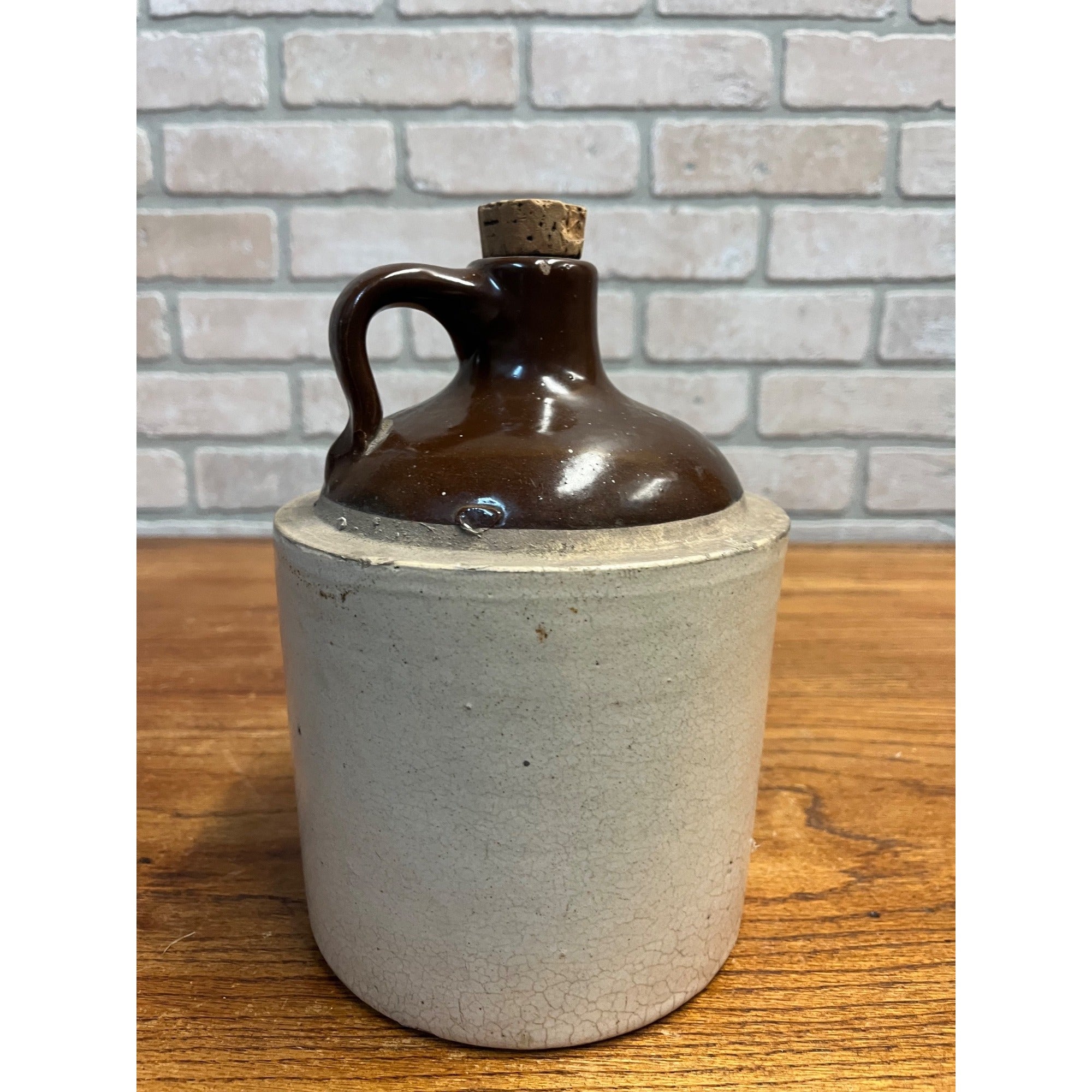 Antique Vintage Two-Tone Quart Moonshine Jug Stoneware 1900s