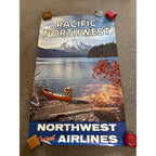 RARE Original 1950s Vintage Northwest Orient Airlines Pacific Northwest USA Travel