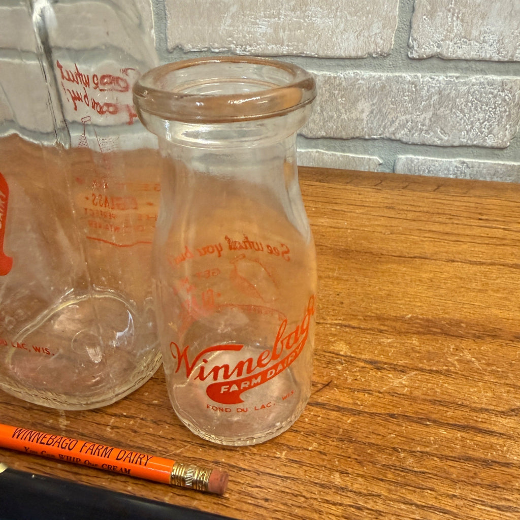 Vintage Fond du Lac Wis Winnebago Dairy Farm Collection Tray Bottles Pencil