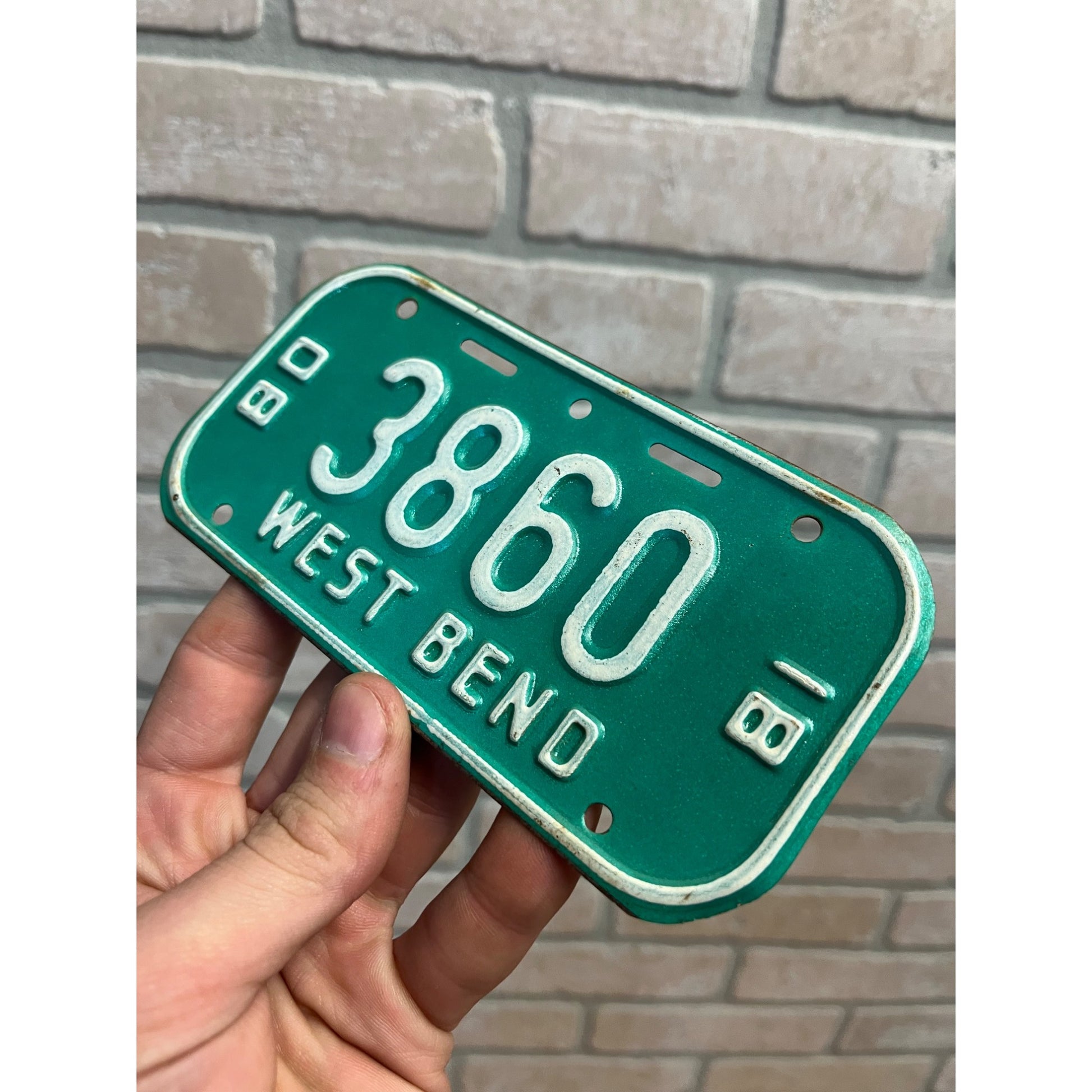 Vintage Wisconsin Bicycle Bike License Plate Embossed West Bend 1980-1981