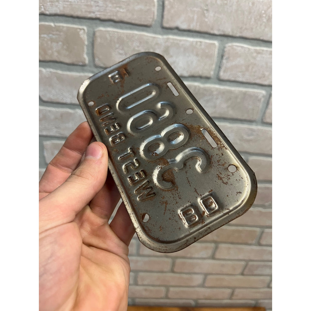 Vintage Wisconsin Bicycle Bike License Plate Embossed West Bend 1980-1981