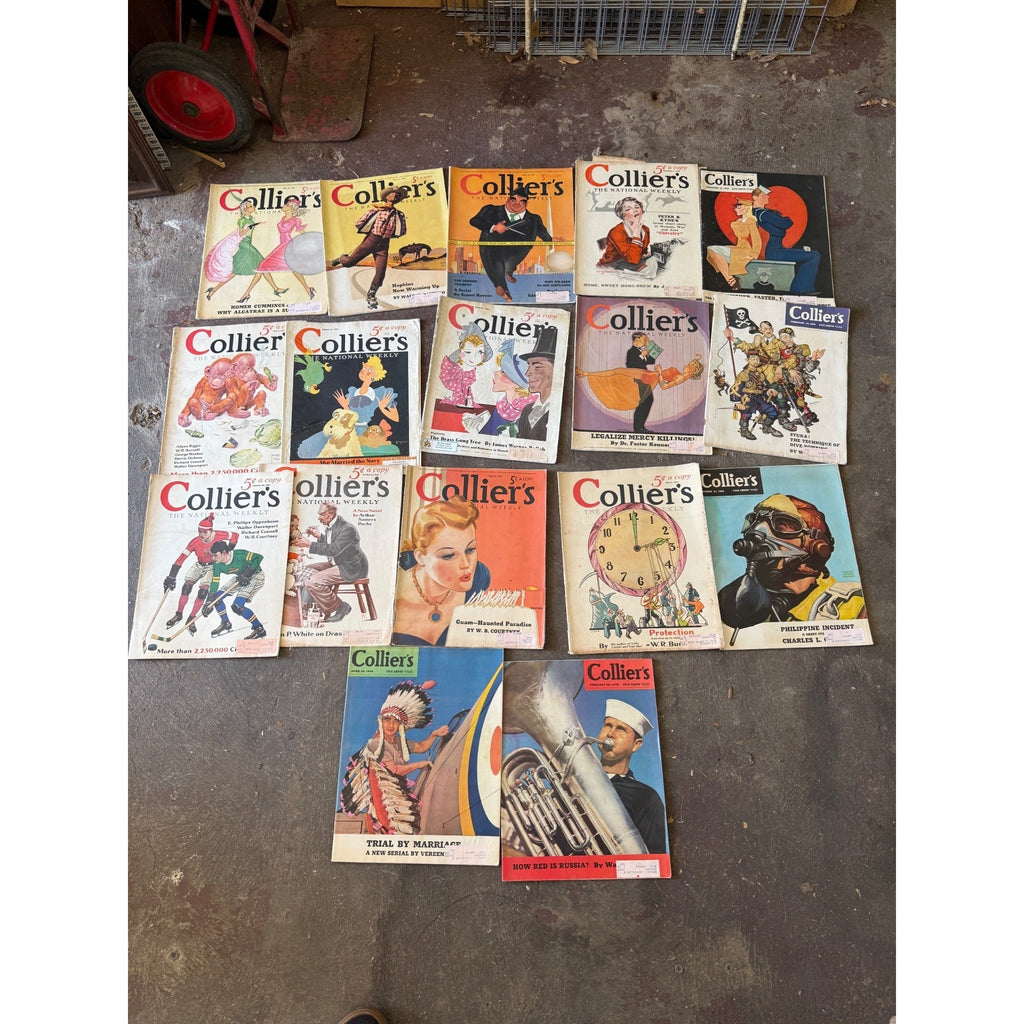 Vintage Collier's Magazine Lot of 16 1930s-1950s Cover Art Advertising Ephemera
