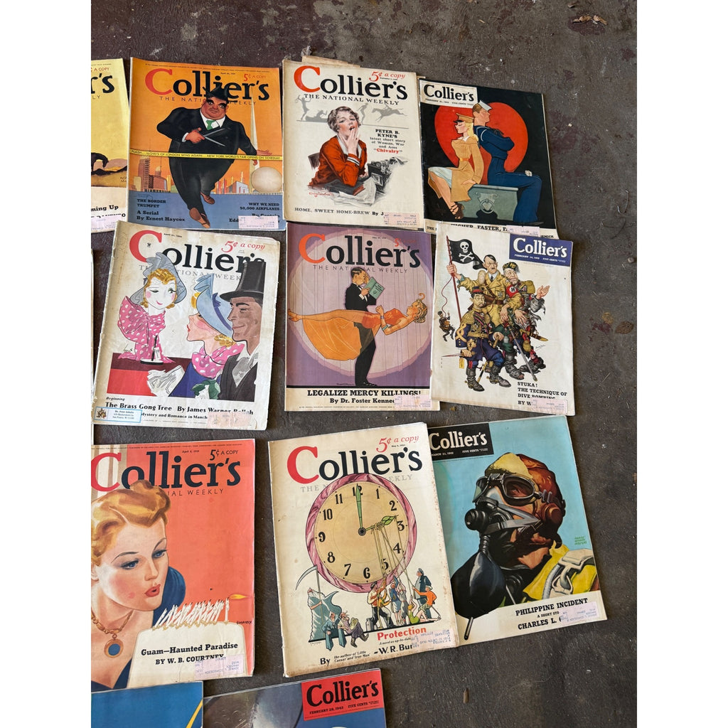 Vintage Collier's Magazine Lot of 16 1930s-1950s Cover Art Advertising Ephemera
