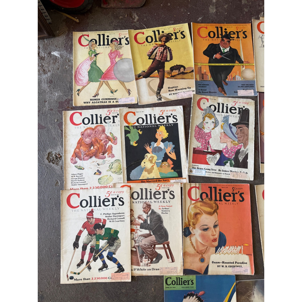 Vintage Collier's Magazine Lot of 16 1930s-1950s Cover Art Advertising Ephemera