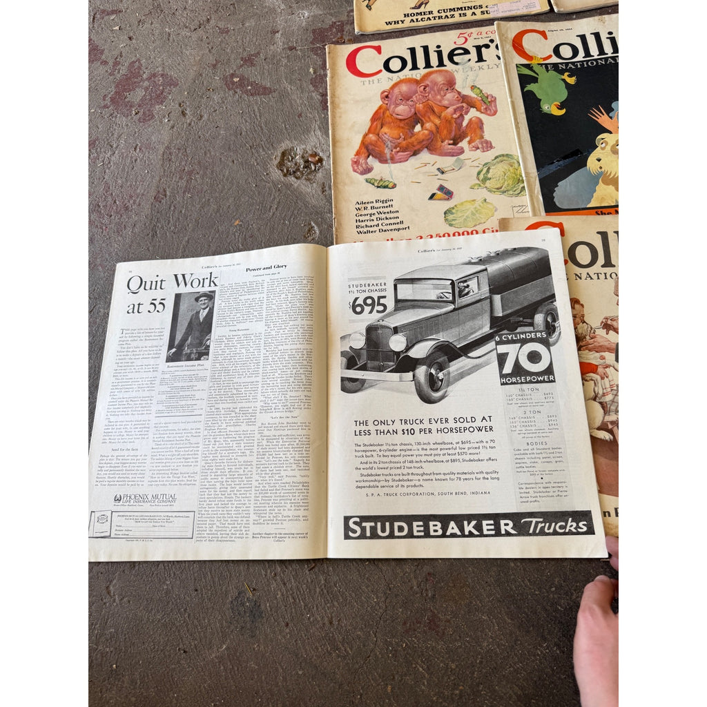 Vintage Collier's Magazine Lot of 16 1930s-1950s Cover Art Advertising Ephemera