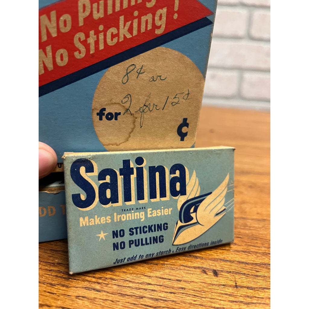 Vintage Satina Starch Iron Additive Store Display Advertising + 15 NOS Boxes