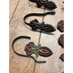 Antique Cast Metal Curtain Drapery Hardware Lot Polychrome Ornate Parts