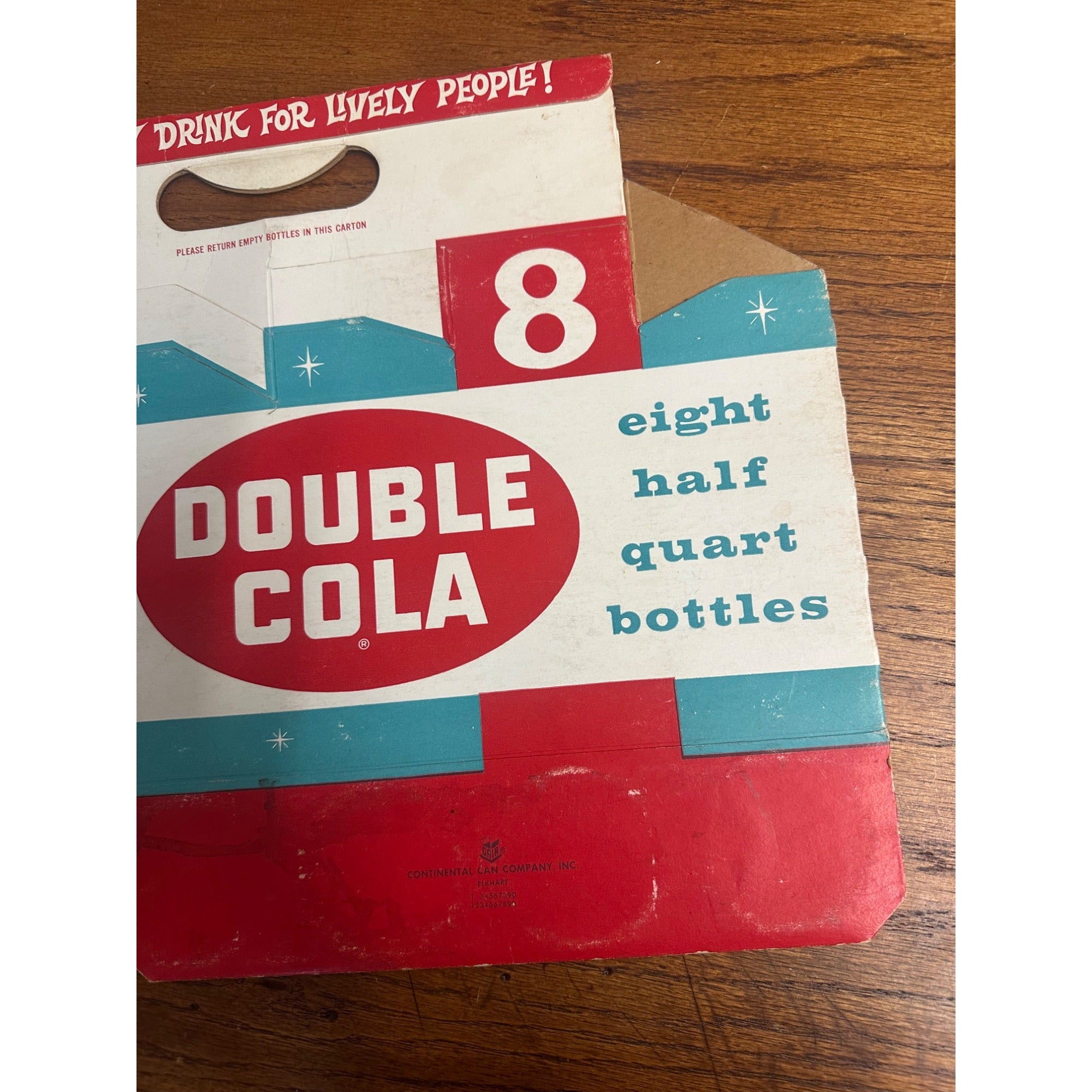 Double Cola Cardboard Carrier Eight Pack Carton Bottle 16oz Vintage Half Quart