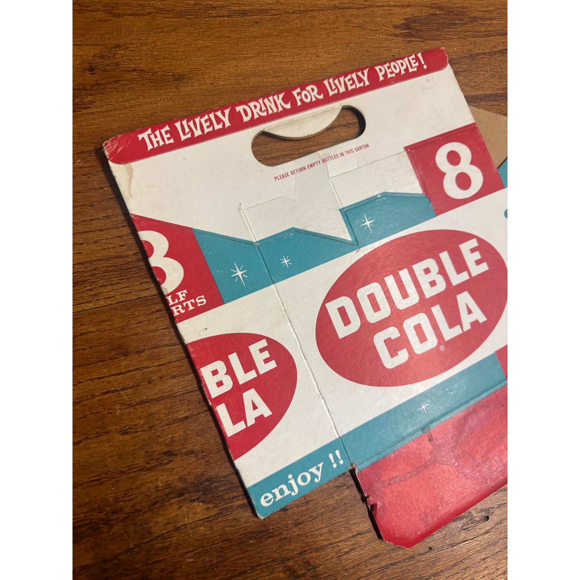 Double Cola Cardboard Carrier Eight Pack Carton Bottle 16oz Vintage Half Quart
